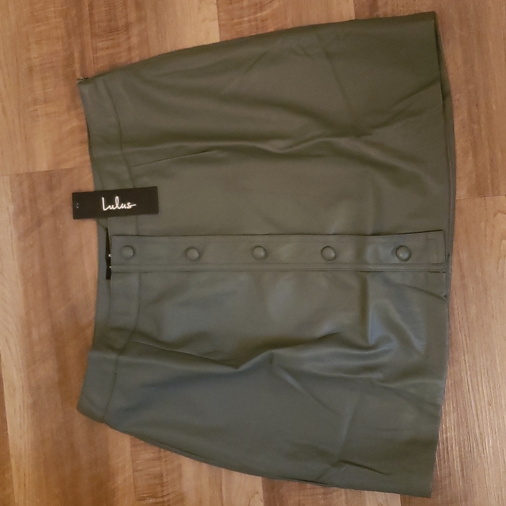 Lulus olive green vegan Grunge skirt - Picture 2 of 5